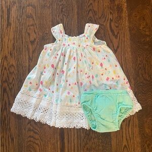 Caroming Colorful Baby Dress with Lace Trim & matching bloomer